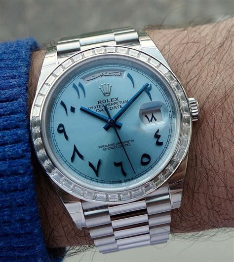 rolex oyster perpetual day-date arabic|rolex day date price list.